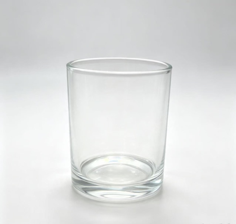 Clear glass candle jar with thick base